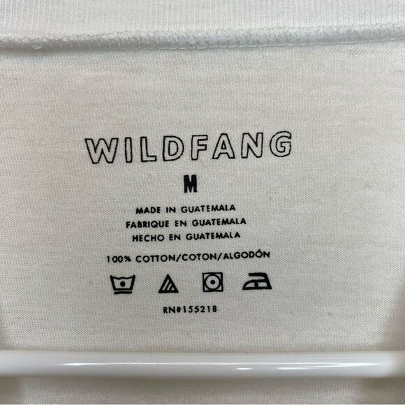 WILDFANG Crewneck Long Sleeve Basic Cotton T-Shirt in White Sz Medium Unisex - Picture 3 of 6